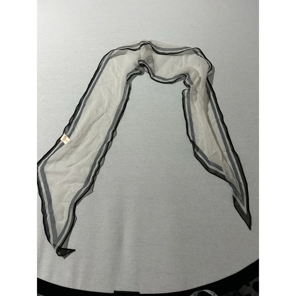 VTG sheer white silk twilly scarf made in Japan, preppy, 50's, hair, neck, purse